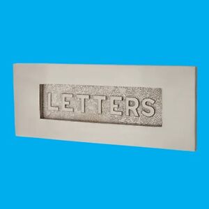 1x Nickel Satin 'Lettres' Lettre Plaque Boite Fente 254mm x 100mm,Ressort Rabat
