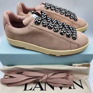 $590 Lanvin Lite Curb Women's Suede  Sneakers EU40 US10 Light Pink Made In Italy - Picture 1 of 16