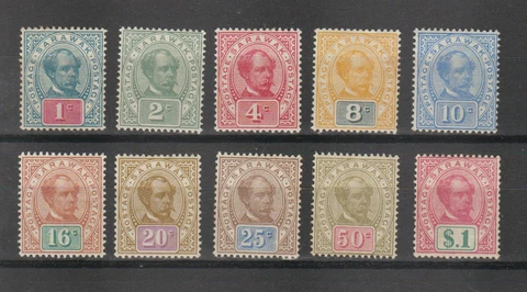 s38400 SARAWAK 1899/1908 MLH* Sir Charles J. Broke 10v SC#36/47 missing 2c 12c Cover