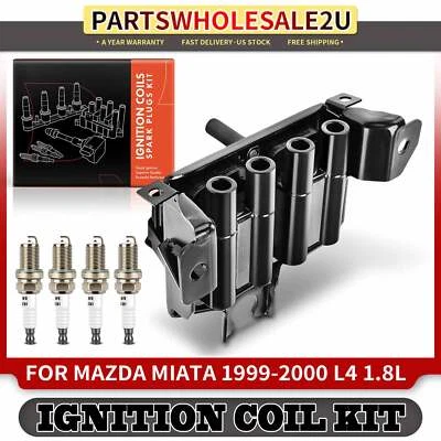 Bobina de encendido y 4 kits de bujías de iridio y platino para Mazda Miata 1999-2000 Foto 1 de 4