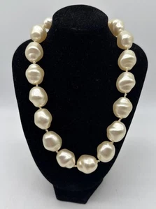 2 Les Bernard Vintage Faux Pearl Necklace Hand Knotted 16” Choker & 28” Bead - Picture 1 of 5