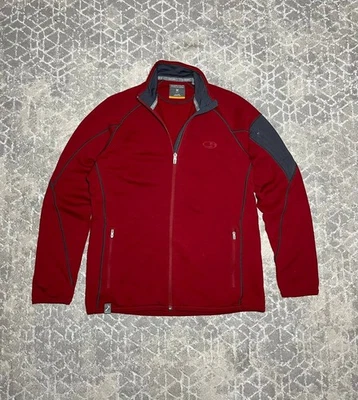 Chaqueta Suéter Icebreaker Merino Para Hombre Cremallera Completa M Borgoña-Rojo Trekking Aire Libre Foto 1 de 4
