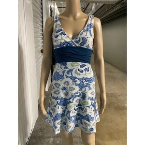 Patagonia XS Floral Print Dress Sleeveless Blue White Casual Summer - Picture 1 of 8