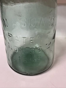 Großes Quart 1858 blau grün weiche Schulter Maurer mit Deckel Bodenlippe - Bild 1 von 9