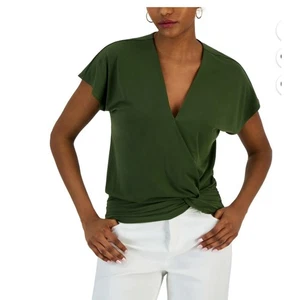 INC International Concepts olivgrün Faux Wickel Strick Twist Taille Top XS - Bild 1 von 10