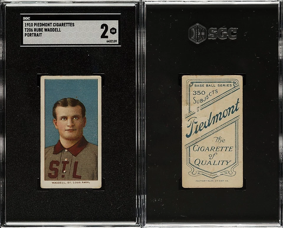 1909-1911 T206 Rube Waddell Portrait St. Louis HOF Piedmont 350 SGC 2 - Image 1 of 1