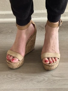 Tony Bianco Cork Wedge Sandals Sz 8.5 Originally $200 - Picture 1 of 8