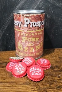 Fallout Greasy Prospector Beans Stash Can & 25 Bottlecaps *Unofficial, Handmade* - Picture 1 of 7