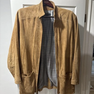 Chaqueta De Colección Robert Comstock Vertical Cuero Marrón Gamuza Talla L Motociclista Foto 1 de 3