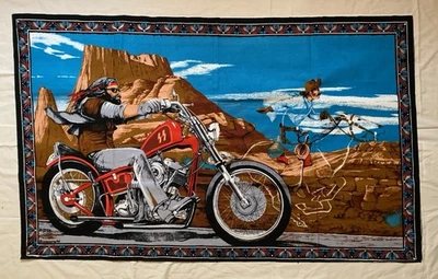 Nuevo de Lote Antiguo David Mann Ghost Easy Rider Tapiz Arte de Pared 56 x 34 Harley Chopper Foto 1 de 4