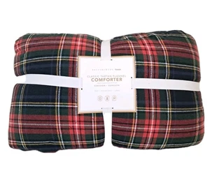 Pottery Barn Teen Classic Tartan Flannel Comforter Twin Sherpa Lining Red Plaid - Picture 1 of 7