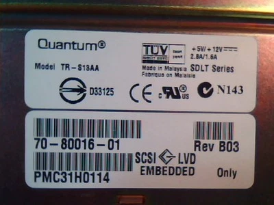 DLT Tape Drive Quantum TR-S13AA 70-80016-01 B03 SCSI LVD SDLT D33125 Super DLT - Image 1 of 3