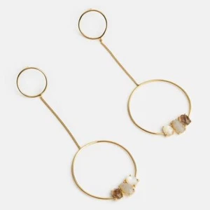 NEW SAMANTHA WILLS Utopian Adventure Drop Hoops Earrings 3 Stones Gold Tag Pouch - Picture 1 of 3