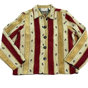 New Direction Women Size Medium Brown Button Up Blazer Jacket Tapestry Horses - Picture 1 of 1