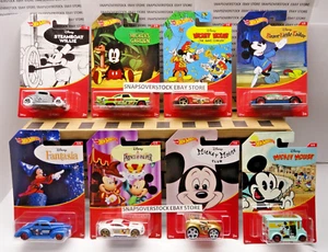 2018 HOT WHEELS DISNEY MICKEY MOUSE 90TH ANNY COMPLETE SET OF 8, ALL NICE CARDS - Picture 1 of 12