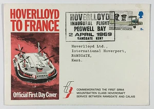 1969 cubierta de primer día aerodeslizador Hoverlloyd vuelo inaugural Ramsgate Reino Unido - Imagen 1 de 2