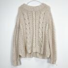 Wooden Ships Sweater Womens Size S M Small Medium Cream Chunky CableKnit