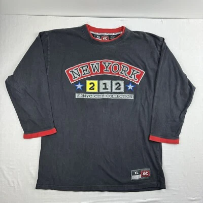 Vintage 212 NYC Long Sleeve Shirt Adult XL Black Y2K Grunge Urban Wear American - Image 1 of 4