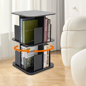 360° Rotating Bookshelf, 2 Tier Standing Bookcase, Small Corner Bookcase NEW - Picture 1 of 18
