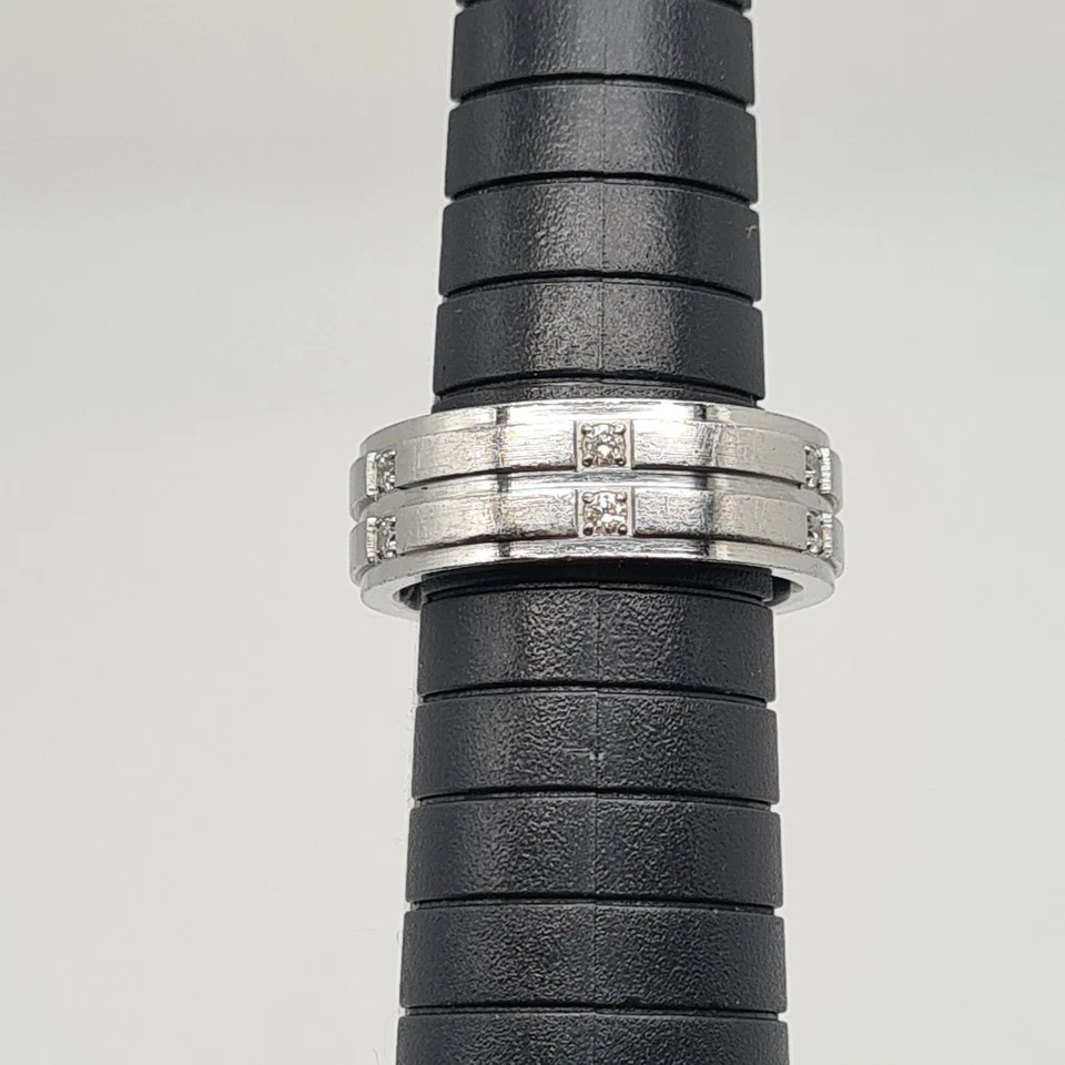 Triton Men's Diamond Wedding Band Ring Stainless Steel US Size 7-7.5 1/6 ct.t.w. - Image 1 of 4