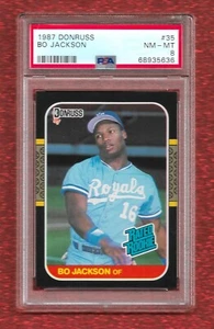 1987 DONRUSS RATED ROOKIE #35 BO JACKSON PSA 8 NM-MINT RC ROYALS 2-SPORT ICON - Picture 1 of 1