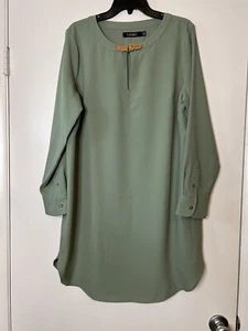 Lauren Ralph Lauren Womens Green Buckle Trim Double-Faced Shift Dress Size 14 - Picture 1 of 12