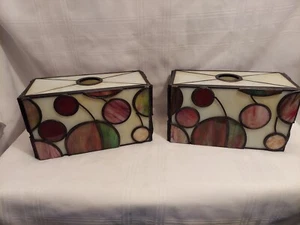 2 Kichler Rectangle Stained Glass ¿Resin? Lamp Shades. 4.5x10x5.5 High (B8) - Picture 1 of 19