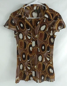 Women's Serenade Semi-Sheer Geometric Pattern Blouse Size Medium - Bild 1 von 7