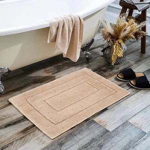 Bathroom Rugs Non Slip 20x32 Inch Khaki Bath Rugs Washable Microfiber Tub - Picture 1 of 9