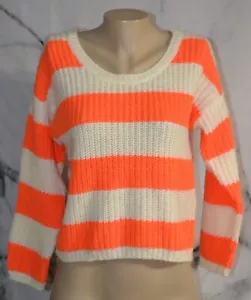 EMVIE'S FASHIONS Pullover orange weiß gestreift Medium 3/4 Ärmel Acryl - Bild 1 von 6