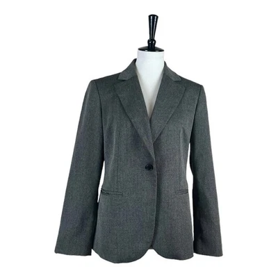 Benetton Blazer одна кнопка выемка лацкан классический уголь серый женский размер 12 - Изображение 1 из 4