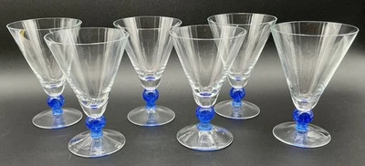 Juego de 6 vasos Martini estilo Art Deco hechos a mano azul transparente Foto 1 de 4