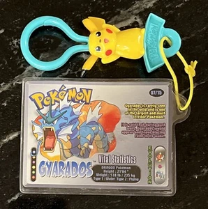 Vintage 2002 POKEMON Wendy's Kids Meal Key Chain PIKACHU Toy w/ GYARADOS Card - Picture 1 of 4
