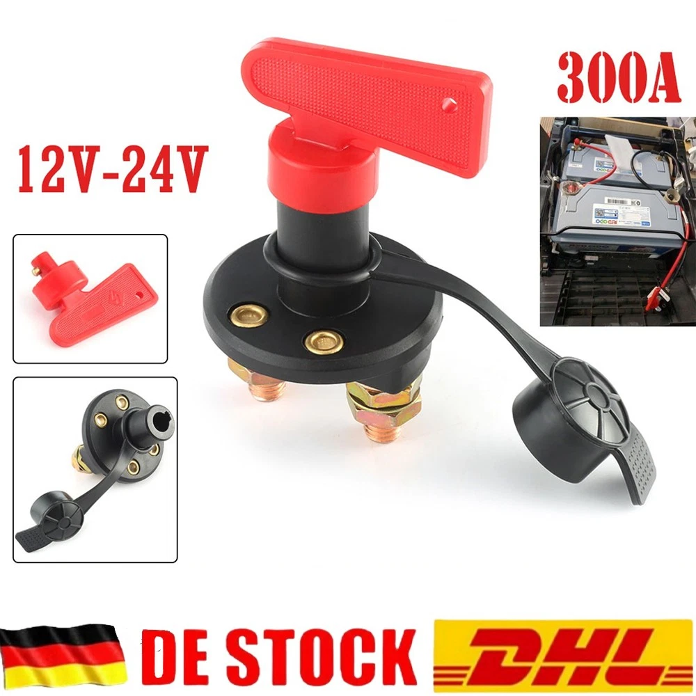 Batterietrennschalter 12V-48V, 300A Dauerstrom – Wasserdichter Hauptschalter Für Auto, Boot, Wohnmobil – Mit 2 Positionen (EIN/AUS)