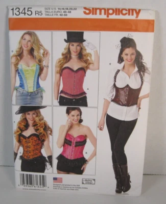 Simplicity 1345 Corsets in 5 Styles & Ruffled Shrug Misses' 14-22 Pattern Uncut - Image 1 of 2