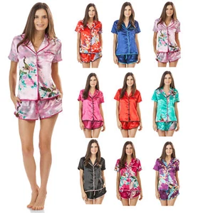 Ashford & Brooks Women's Satin Short Sleeve Pajama Shorts Set - Picture 1 of 63