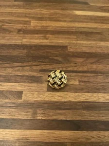Swarovski Gold Plated Black Bintahe Enamel Weave Crystal Dome SINGLE Earring - Picture 1 of 6