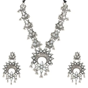 Indian Bollywood Oxidized Boho Necklace Earrings Fashion Jewelry Set - Picture 1 of 7