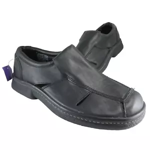 NUEVO ~ Mocasines de conducción Skechers para hombre talla 13M mocasines sin cordones de cuero negro - Imagen 1 de 8