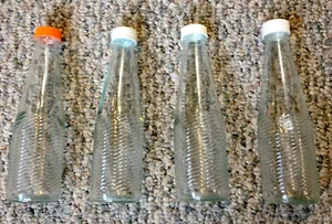 Refillable 4 Glass Bottles, 7" Bottle Container With Caps, Euro Storage Travel - Picture 1 of 4