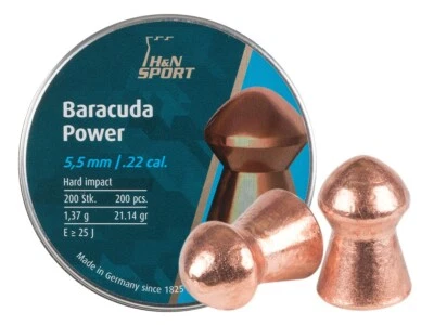 H&N Baracuda Power 200 Count COPPER COATED 5.5mm .22 Caliber Pellets GERMANY - Image 1 of 3