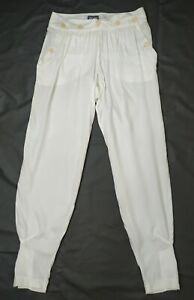 Jeans Paul Gaultier Womens White Trousers Pants with Cuffs Size 28