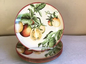 Nuevo Lote de 4 Platos de Ensalada Redondos Williams Sonoma Cerámica Italiana Diseño Vegetal - Imagen 1 de 4