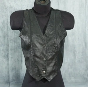 Wilson Leather Vest Size M Men Women Biker Rock Punk size Medium Black Vest - Picture 1 of 12