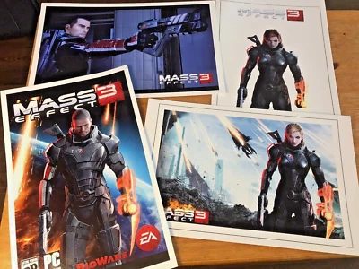 Mass Effect 3 Poster Lot Video Game 11" x 17" Posters Set of 4 Gamer Art - Image 1 of 4