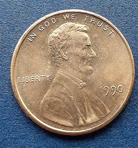 1990 P Floating Head Lincoln Penny error Struck Through grease coin No mine mark Cover