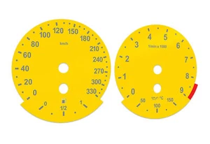 For BMW M5, M6, E60, E63 YELLOW - Speedometer Dials from MPH to Km/h Gauges - Picture 1 of 6