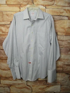 Brooks Brothers Makers Mens Dress Shirt 16 1/2 35 USA Blue Plaid French - Picture 1 of 9