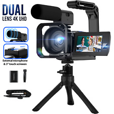 UHD 4K Videokamera Camcorder Doppellinse 56MP WiFi Vlogging Digital Touchscreen