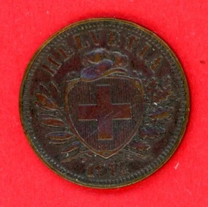 SWITZERLAND 2 RAPPEN 1912 KM # 4 VF. - Picture 1 of 2